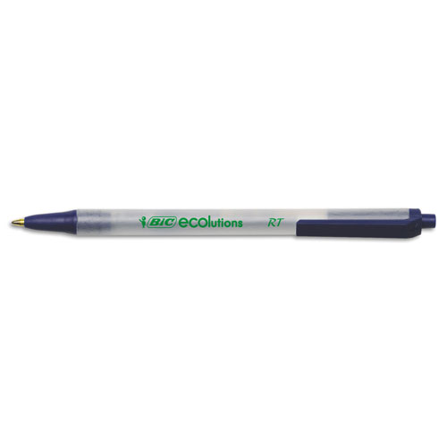 Bic Ecolutions Clic Stic Retractable Ballpoint Pen, 1mm, Blue Ink, Clear Barrel, Dozen