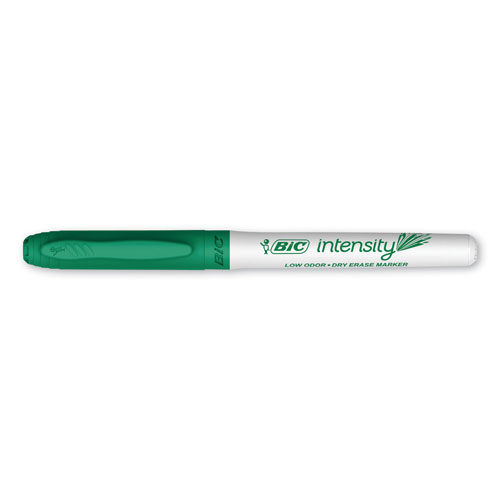 Bic Intensity Low Odor Dry Erase Marker, Fine Bullet Tip, Green, Dozen