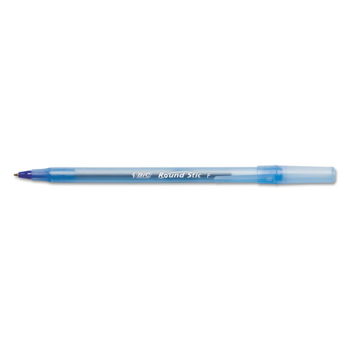 Bic Round Stic Xtra Precision Stick Ballpoint Pen, .8mm, Blue Ink, Tran Blue Barrel, Dozen