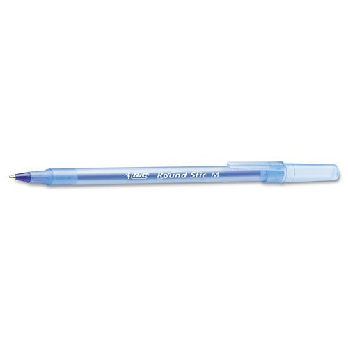 Bic Round Stic Xtra Life Stick Ballpoint Pen VP, 1mm, Blue Ink, Translucent Blue Barrel, 60/Box