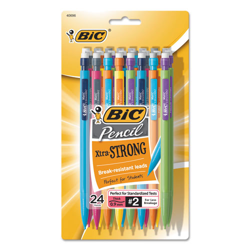 Bic Xtra-Strong Mechanical Pencil, 0.9 mm, HB (#2.5), Black Lead, Assorted Barrel Colors, 24/Pack