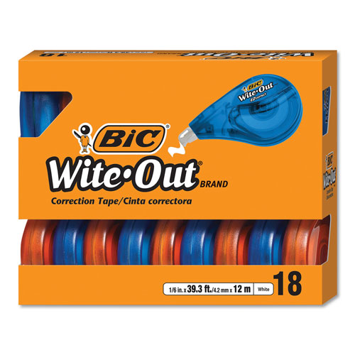 Bic Wite-Out EZ Correct Correction Tape, Non-Refillable, 1/6" x 472", 18/Pack