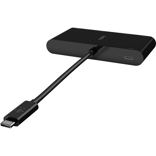Belkin USB-C Multimedia + Charge Adapter - for Notebook - 100 W - USB Type C - 1 x USB 3.0 - USB Type-C - Network (RJ-45) - HDMI - VGA - Wired