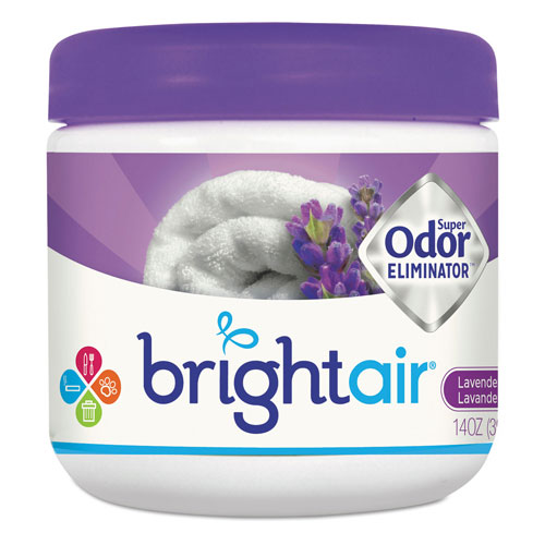 Bright Air Super Odor Eliminator, Lavender and Fresh Linen, Purple, 14 oz, 6/Carton