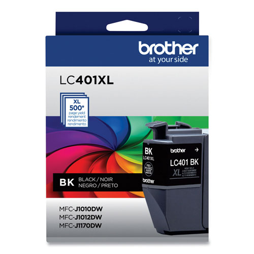 Brother LC401XLBKS High-Yield Ink, 500 Page-Yield, Black