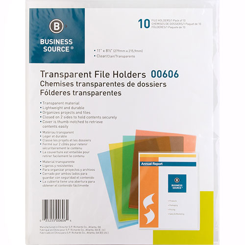 Business Source File Holders, Poly, Water-resistant, 11