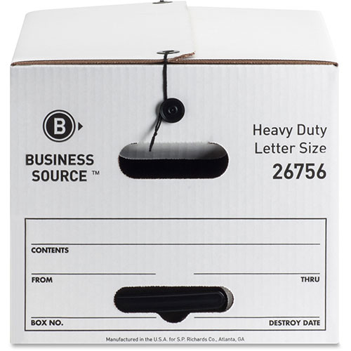 Business Source Storage Box, Medium-duty, Letter, White/Black