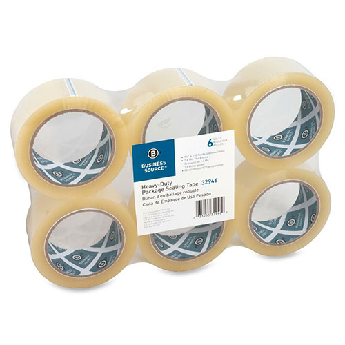 Business Source Sealing Tape, Heavy Duty, 3" Core, 1-7/8" x 110"YD, 6 Pack, CL