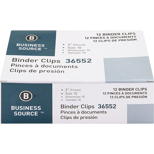 Business Source Binder Clip, Large, 2"W, 1" Capacity, Black