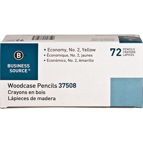 Business Source Woodcase Pencils, No. 2, 72 Pencils/BX, Yellow