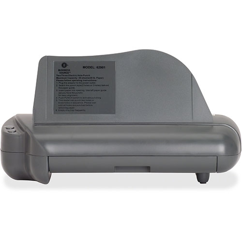 Business Source 3-Hole Punch, Electric, 30 Sheet Cap, Gray