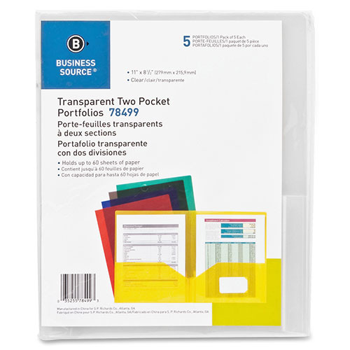 Business Source Portfolio, 2-Pocket, 60 Sheet Cap, 8-1/2