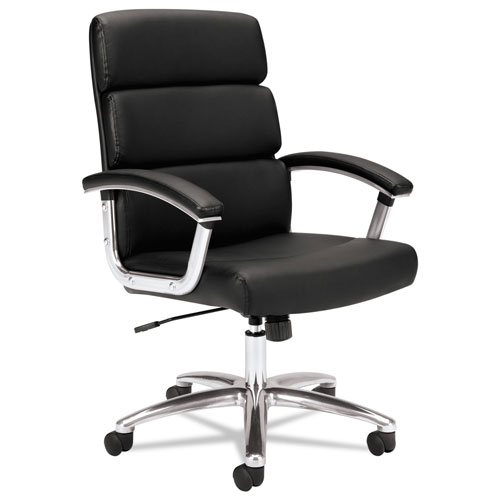 Basyx by Hon Traction High-Back Executive Chair, Supports up to 250 lbs., Black Seat/Black Back, Polished Aluminum Base