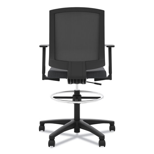 Hon VL515 Mid-Back Mesh Task Stool with Fixed Arms, Supports up to 250 lbs., Black Seat/Black Back, Black Base