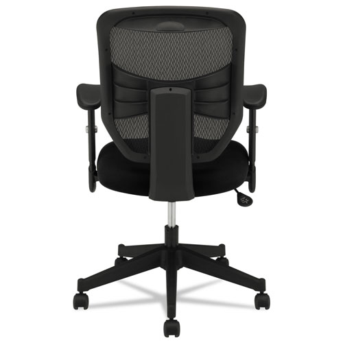 Basyx by Hon VL531 Mesh High-Back Task Chair with Adjustable Arms, Supports up to 250 lbs., Black Seat/Black Back, Black Base