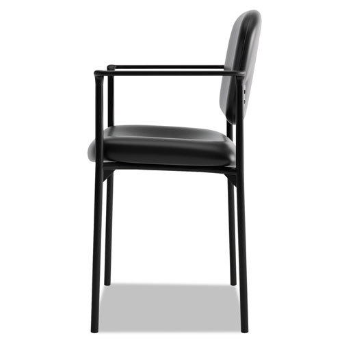 Hon VL616 Stacking Guest Chair with Arms, Black Seat/Black Back, Black Base