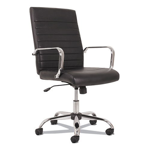 Sadie™ 5-Eleven Mid-Back Executive Chair, Supports up to 250 lbs., Black Seat/Black Back, Aluminum Base