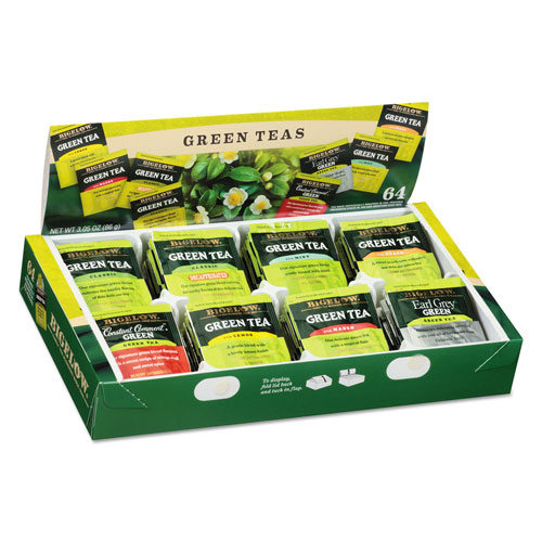 Bigelow Tea Company Green Tea Assortment, Individually Wrapped, Eight Flavors, 64 Tea Bags/Box