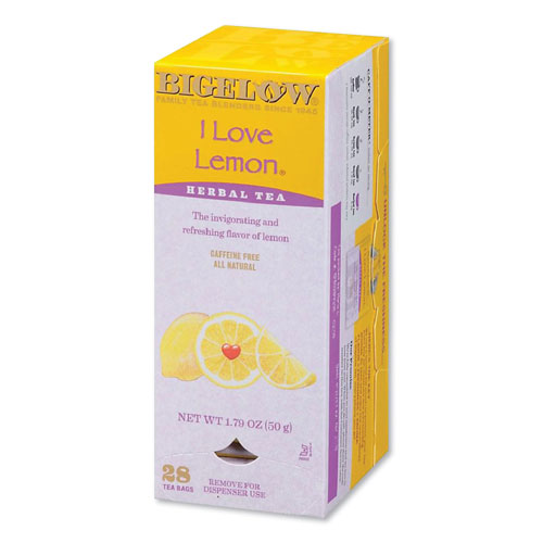 Bigelow Tea Company I Love Lemon Herbal Tea, 0.06 oz Tea Bag, 28/Box