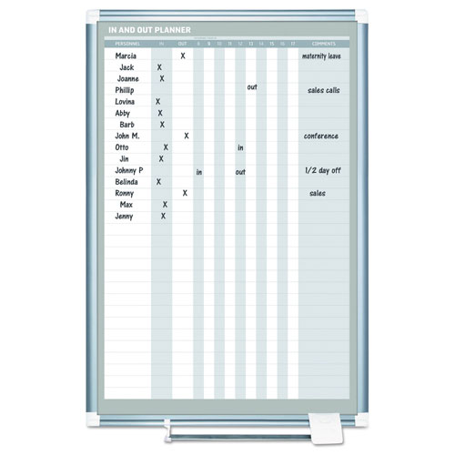 MasterVision™ In-Out Magnetic Dry Erase Board, 24x36, Silver Frame