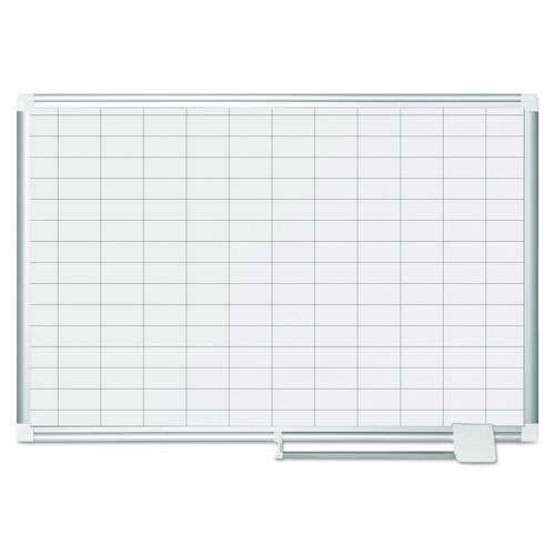 MasterVision™ Grid Planning Board, 1 x 2 Grid, 36 x 24, White/Silver