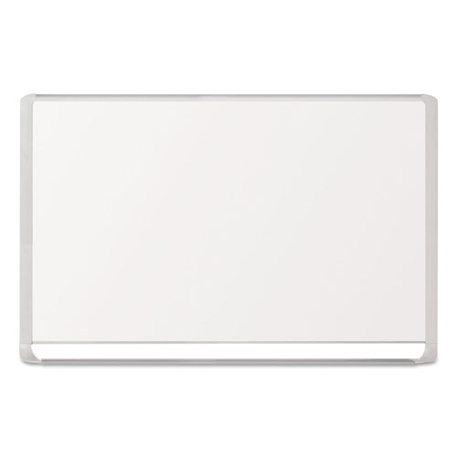MasterVision™ Lacquered steel magnetic dry erase board, 48 x 72, Silver/White