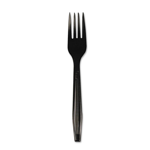 Boardwalk Heavyweight Polystyrene Cutlery, Fork, Black, 1000/Carton