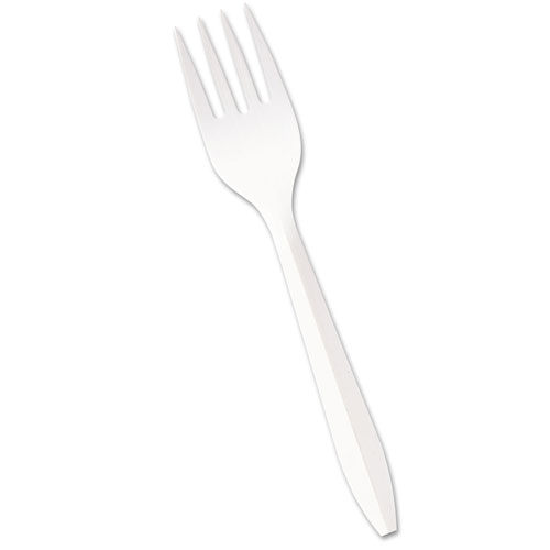 Boardwalk Mediumweight Polypropylene Cutlery, Fork, White, 1000/Carton