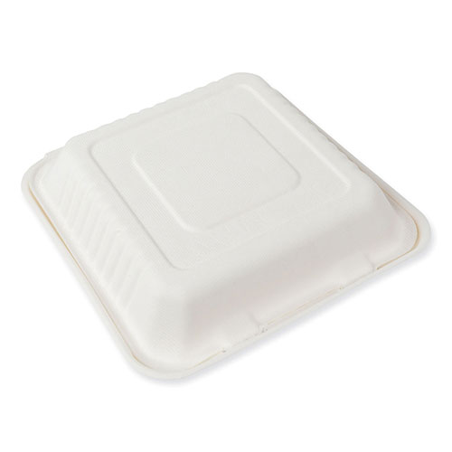 Boardwalk Bagasse PFAS-Free Food Containers, 1-Compartment, 9 x 1.93 x 9, White, Bamboo/Sugarcane, 100/Carton