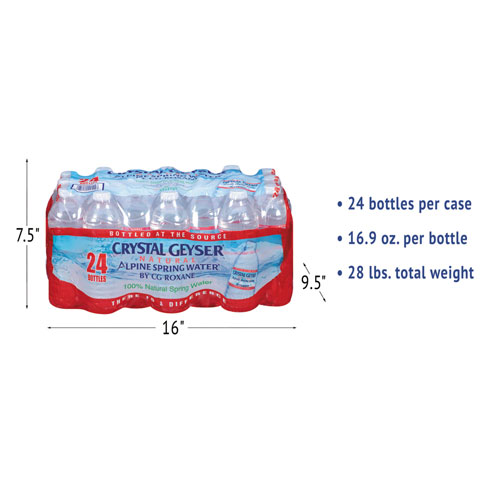 Crystal Geyser Alpine Spring Water, 16.9 oz Bottle, 24/Case