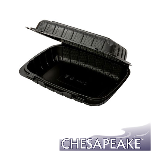 Chesapeake CHPP96B 9 x 6 x 3 Black Mineral-Filled Hinged Lid Takeout Container, 270/cs