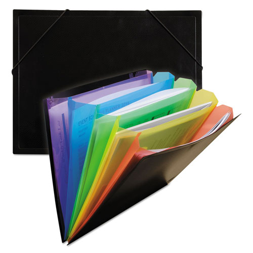 C-Line Rainbow Document Sorter/Case, 5" Expansion, 5 Sections, Letter Size, Black/Multicolor