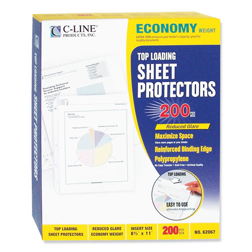 C-Line Economy Weight Poly Sheet Protectors, Reduced Glare, 2