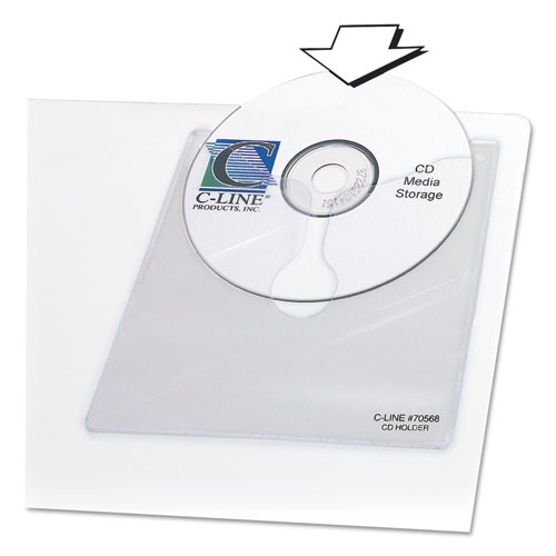 C-Line Self-Adhesive CD Holder, 5 1/3 x 5 2/3, 10/PK
