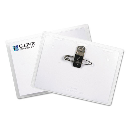 C-Line Name Badge Kits, Top Load, 4 x 3, Clear, Combo Clip/Pin, 50/Box