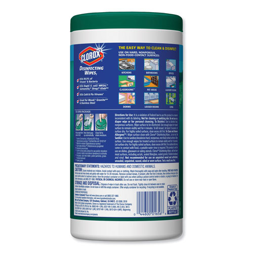 Clorox Disinfecting Wipes, Fresh Scent, 7 x 8, White, 75/Canister, 6 Canisters/Carton