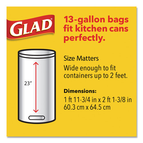 Glad OdorShield Tall Kitchen Drawstring Bags, 13 gal, 0.95 mil, 24