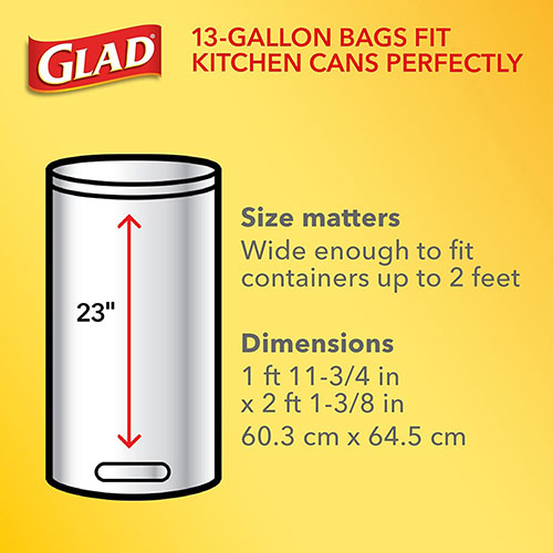 Glad Large Kitchen Bags w/Drawstring, 20 Gallon, 30 Bags, Fresh Clean, Black