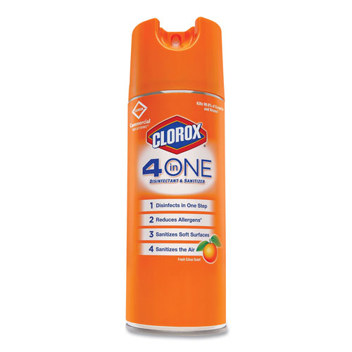 Clorox 4-in-One Disinfectant and Sanitizer, Citrus, 14 oz Aerosol