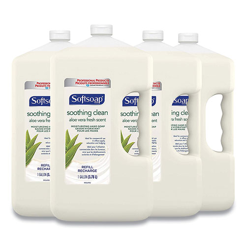 Softsoap Liquid Hand Soap Refill with Aloe, Aloe Vera Fresh Scent, 1 gal Refill Bottle, 4/Carton