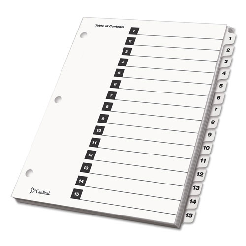 Cardinal OneStep Printable Table of Contents and Dividers, 15-Tab, 1 to 15, 11 x 8.5, White, 1 Set