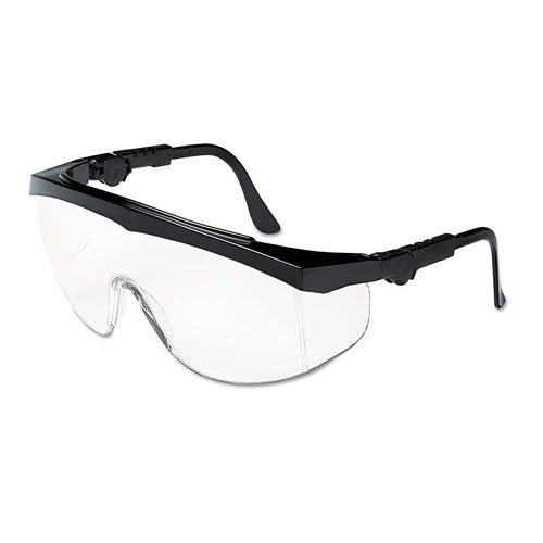 MCR Safety Tomahawk Wraparound Safety Glasses, Black Nylon Frame, Clear Lens, 12/Box