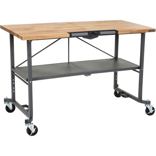 Cosco SmartFold Butcher Block Portable Workbench - 52" Table Top Width x 34.80" Table Top Depth - 25.50" Height - Assembly Required - Gray