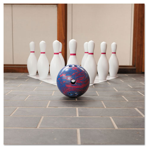 Champion Bowling Set, Plastic/Rubber, White, 1 Ball/10 Pins/Set