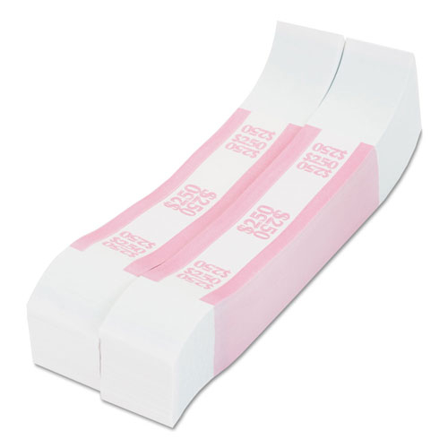 MMF Industries Currency Straps, Pink, $250 in Dollar Bills, 1000 Bands/Pack