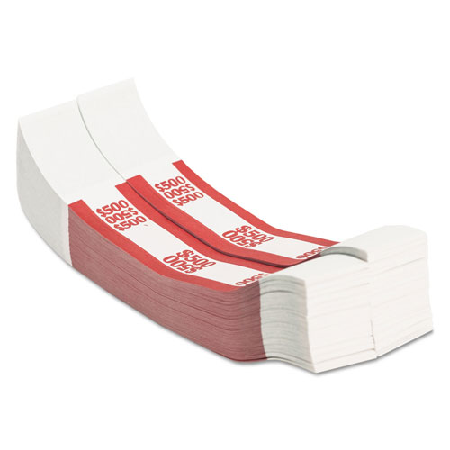 MMF Industries Currency Straps, Red, $500 in $5 Bills, 1000 Bands/Pack