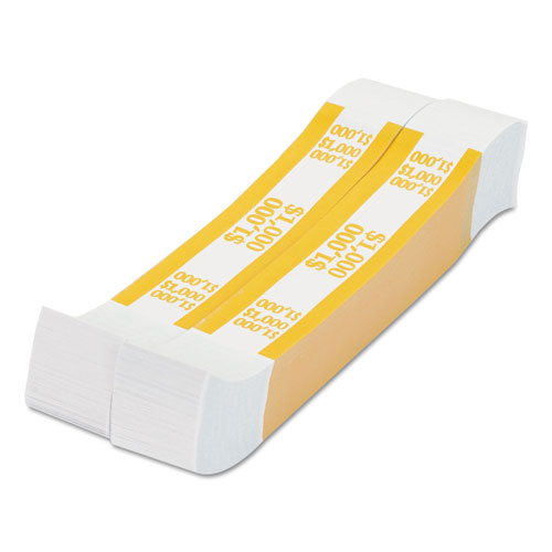 MMF Industries Currency Straps, Yellow, $1,000 in $10 Bills, 1000 Bands/Pack