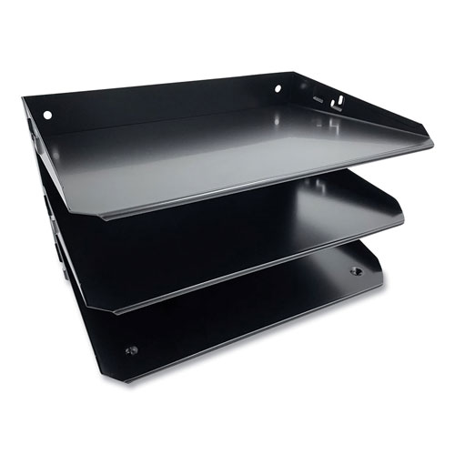 Coin-Tainer Steel Horizontal File Organizer, 3 Sections, Letter Size Files, 12 x 8.75 x 6, Black