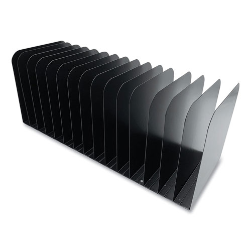 Coin-Tainer Steel Vertical File Organizer, Flat, 15 Sections, Letter Size Files, 16 x 6.25 x 6.5, Black