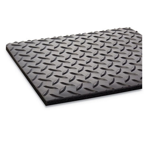 Crown Mats & Matting Industrial Deck Plate Anti-Fatigue Mat, Vinyl, 24 x 36, Black